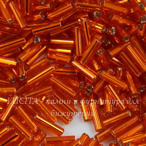 97000 Бисер Preciosa стеклярус #3, оранжевый с серебряным центром