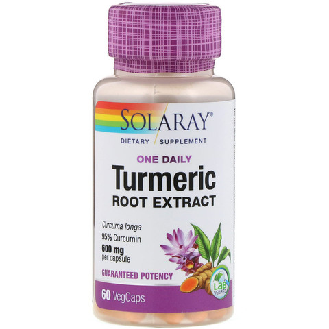 Solaray, One Daily, Turmeric Root Extract, 600 mg, 60 VegCaps