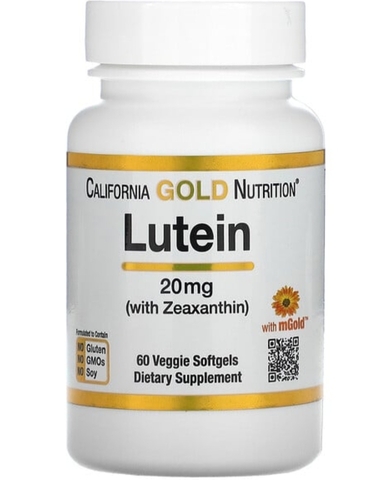 California gold Nutrition, лютеин с зеаксантином, 20 мг, 60 растительных капсул