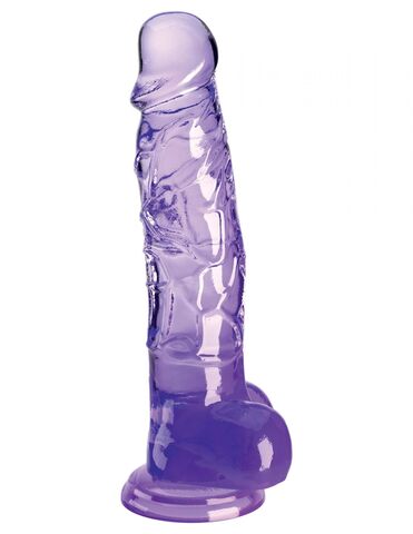 Фиолетовый фаллоимитатор с мошонкой на присоске 8’’ Cock with Balls - 22,2 см. - Pipedream King Cock Clear PD5756-12