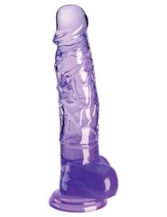 Фиолетовый фаллоимитатор с мошонкой на присоске 8’’ Cock with Balls - 22,2 см. - 