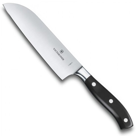 Профессиональный кухонный нож Santoku Victorinox из кованой стали, длина лезвия 17 см. (7.7303.17G)