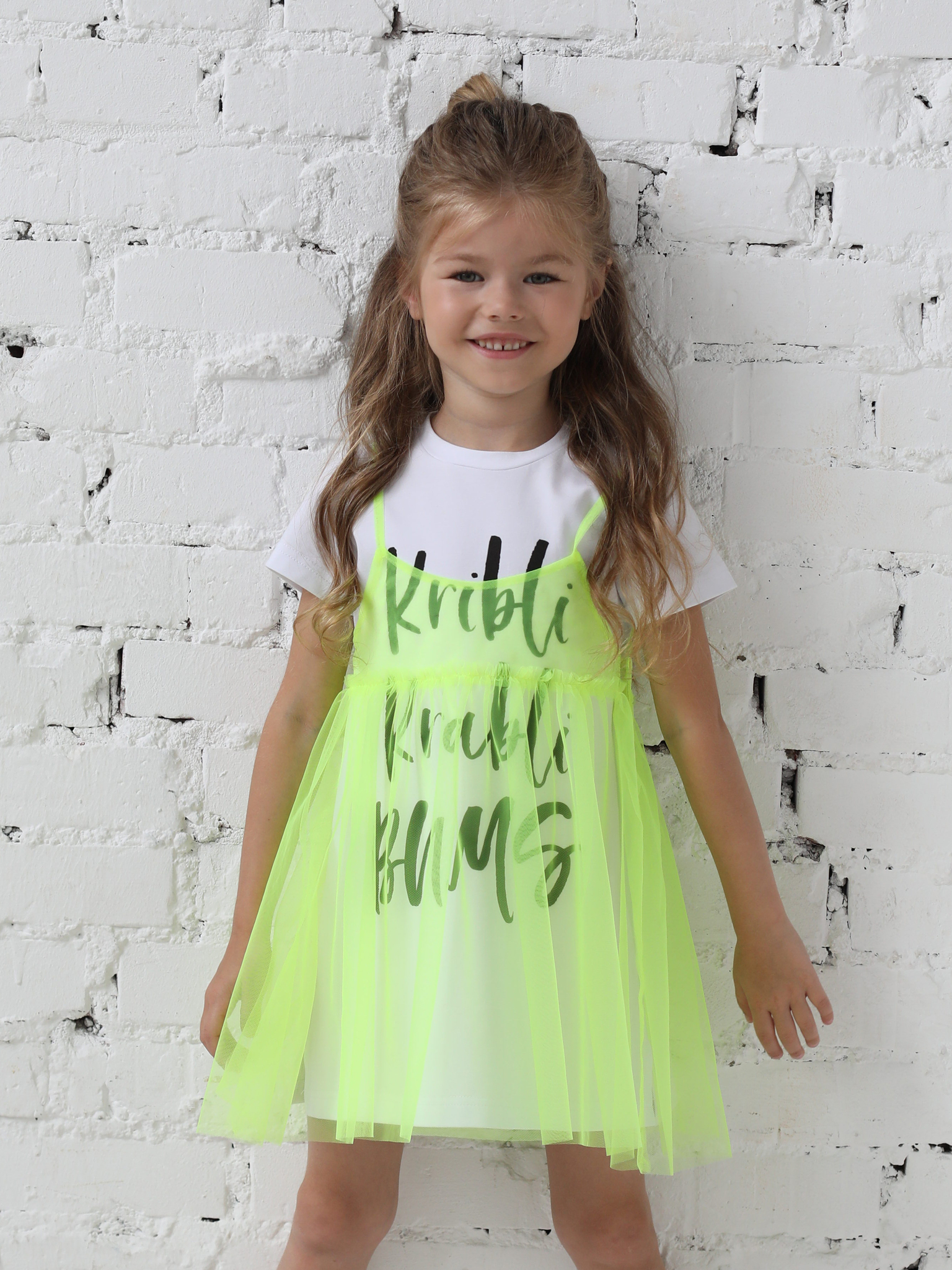 Tunic with a bright yellow sundress For the most fashionable babies 2-piece set