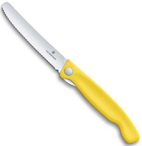 Нож Victorinox для очистки овощей, лезвие 11 см, серрейторная заточка, желтый