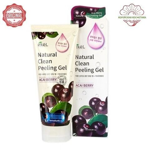 Пилинг скатка с экстрактом ягод асаи - Ekel Acai berry natural clean peeling gel, 180 мл / Корейская косметика