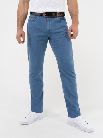 Плотные джинсы цвета синего денима  из премиального хлопка / Распродажа
