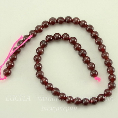 Бусина Гранат (прессов), шарик, цвет - бордовый, 4 мм, нить