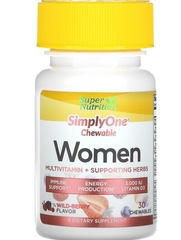 Super nutrition, SimplyOne, мультивитамины и полезные травы для женщин, вкус лесных ягод, 30 жевательных таблеток
