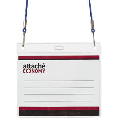 Бейдж Attache Economy 108x126 150мкм,шнур.2заж 45см син,вклад.90x120 5шт/уп