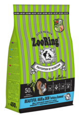 ZooRing Hair Skin сухой корм для кошек (индейка ,морские водоросли) 400 гр