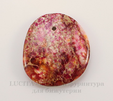 Подвеска Яшма Императорская (прессов.,тониров) (цвет - коричнево-малиновый) 29,2х25,9х5,3 мм №17
