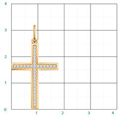 3287- Крест в минималистическом стиле из золота 585 пробы с фианитами