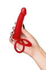 Красная насадка на пенис для двойного проникновения - 19 см. - 