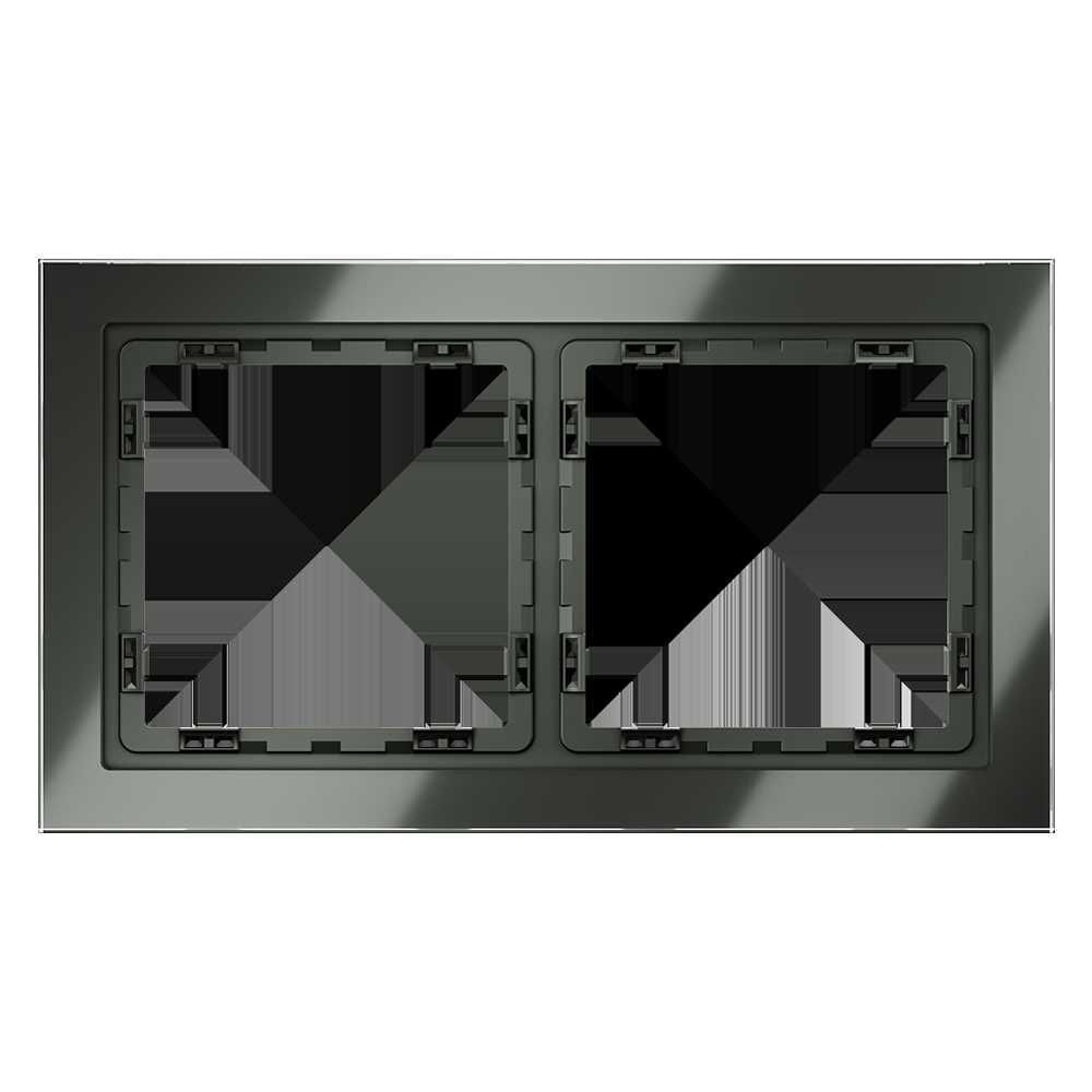 Рамка стеклянная Voltum S70 на 2 поста, (титан, стекло) VLS110206