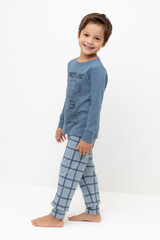 пижама  для мальчика  К 1541/синий джинс,шотландская клетка