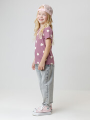 фуфайка  для девочки  КР 302326/темная орхидея,сердечки к591