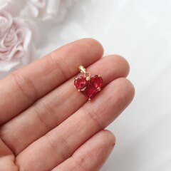 Подвеска Сердце с рубиново-красным фианитом, 14 мм, позолота, П257