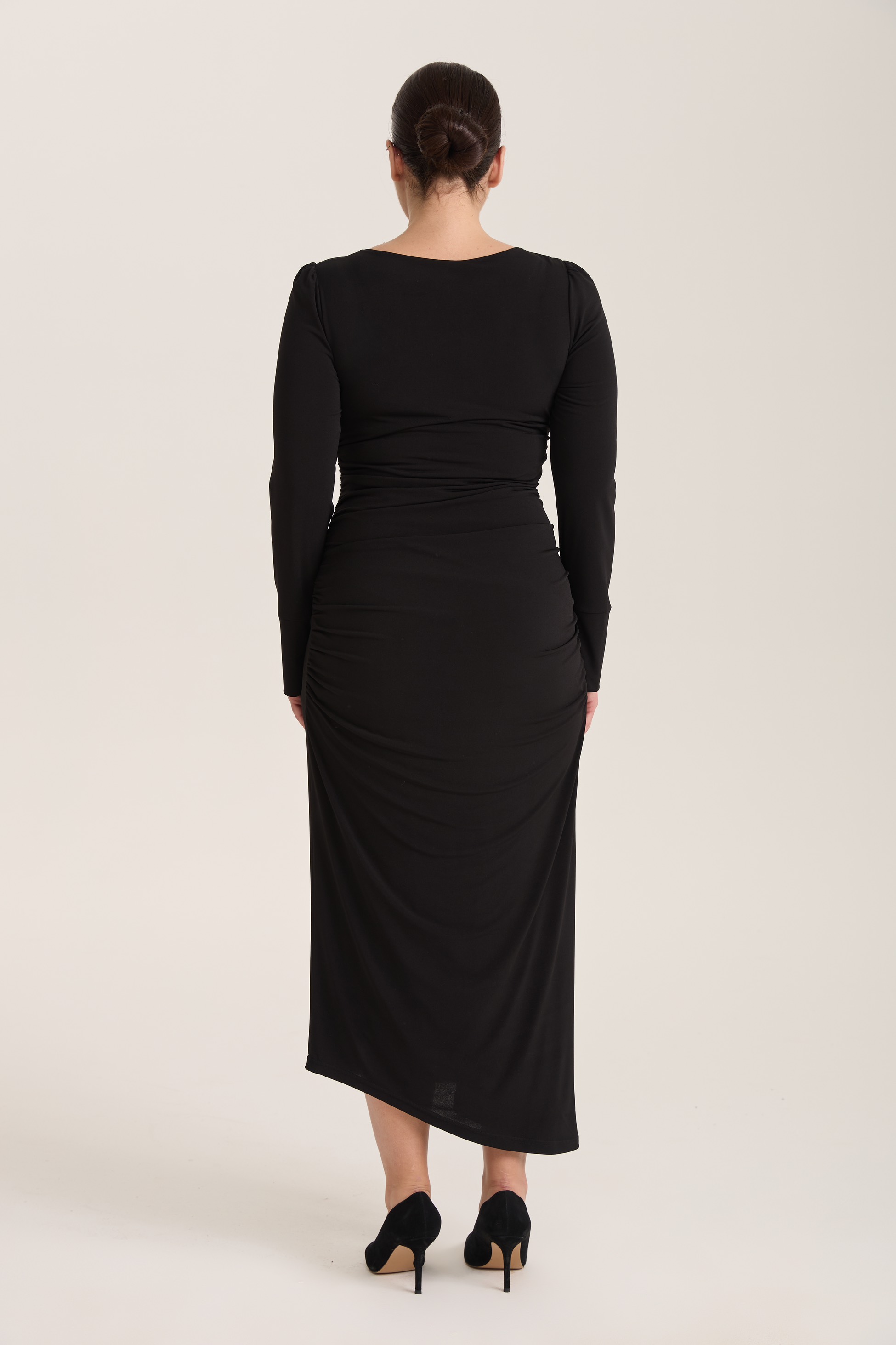 Платье трикотажное с драпировками, черный