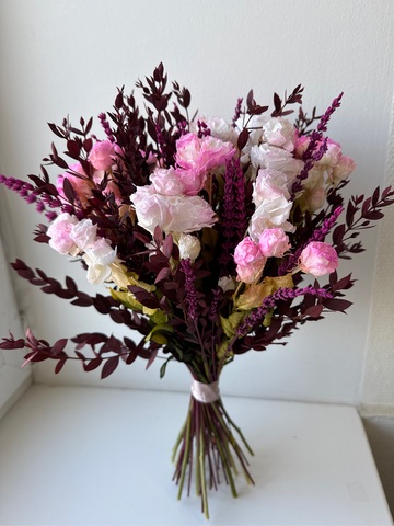 Букет Интерьерный из кустовой стабилизированной розы «Розовый флер»