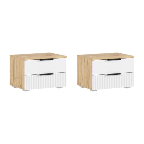 Марвэл Тумбы прикроватные (2 шт) (Браш Вайт, Дуб Крафт)