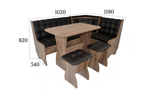 Кухонный уголок Аленка 17 дуб самдал / кожзам черный