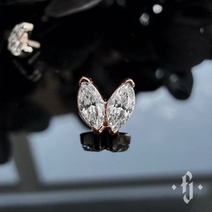 Накрутка "Double Marquise" - Розовое золото - White CZ