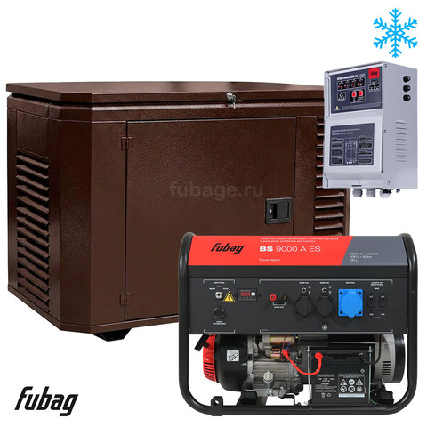 Бензиновый генератор в зимнем кожухе с блоком АВР Fubag BS 9000 A ES/1200SCW RAL 8019