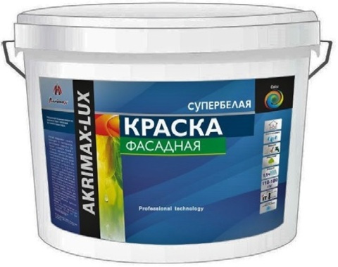 Краска «AKRIMAX-LUX» фасадная супербелая 15кг (48)