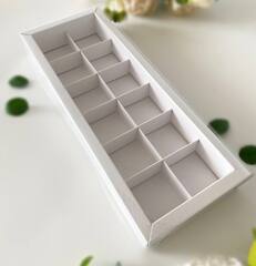 Коробка для 12 конфет белая ПРЯМОУГОЛЬНАЯ, 260х100х30мм