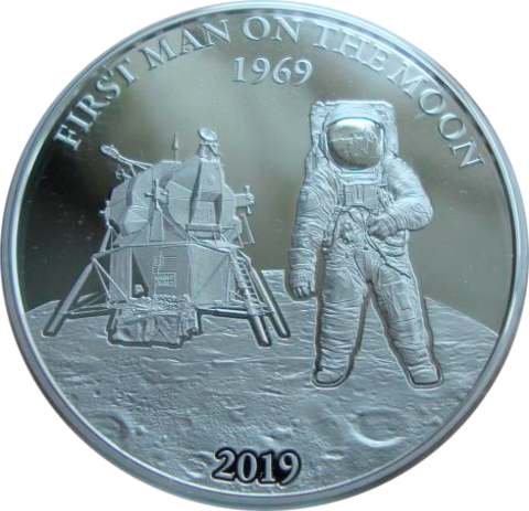 Барбадос 5 долларов 2019 Высадка на луну Луноход Космос Космонавт СЕРЕБРО