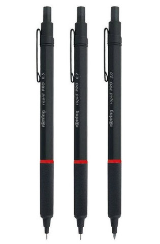 Rotring Rapid Pro Black из  карандашей (0,5 mm; 0,7 mm и 2,0 mm) (rapidpro_set)