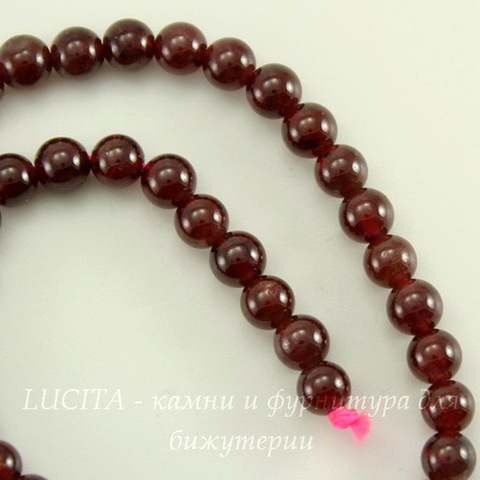 Бусина Гранат (прессов), шарик, цвет - бордовый, 4 мм, нить