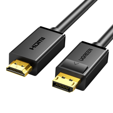 Кабель UGREEN Display Port to HDMI Cable, 2 м, черный DP101