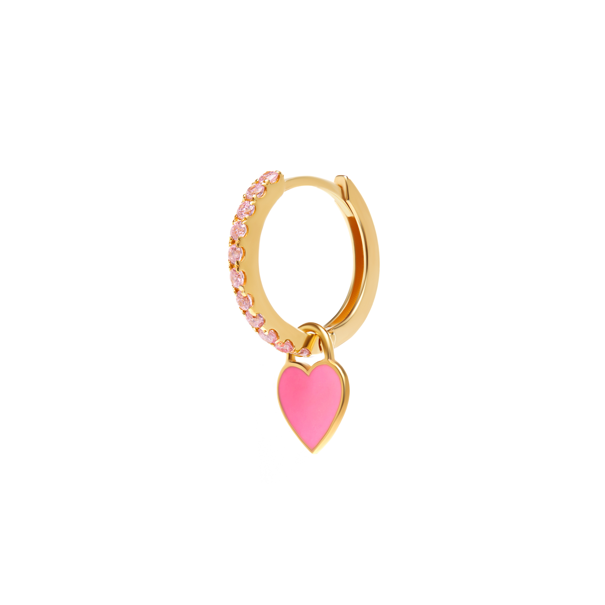 earring mono purple VIVA LA VIKA Моносерьга Gold Enamel Heart Mono Earring – Pink