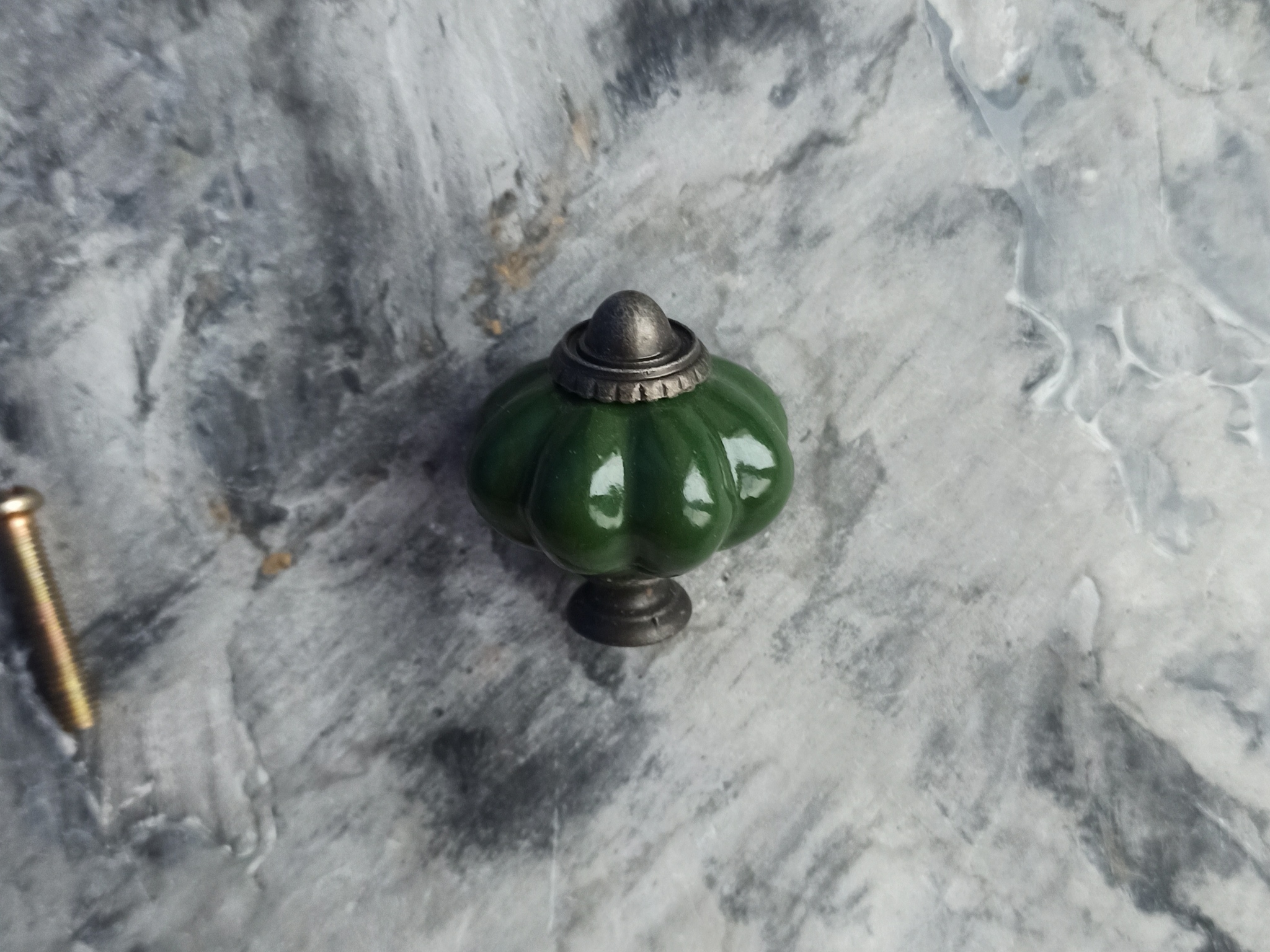 Ручка мебельная керамическая зелёная
