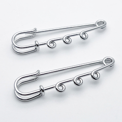 Основа для броши-булавки, цвет серебро (родий), размер 50*15 мм, цена за 1 шт