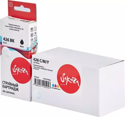Набор струйных картриджей Sakura SI45BAB001 (426BK+ 426C/M/Y) для Canon PIXMA iP4840;MG5140/5240/6140/8140, водорастворимый тип чернил, черный+мультипак триколор, 2шт в наборе.