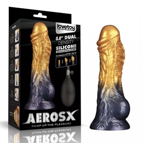 Фаллоимитатор надувной с двойной плотностью AerosX Lovetoy (15,3*5 см) золотистый