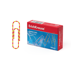 
          Скрепки 33 мм, Erich Krause, уп. 100 шт., металлические, цветное виниловое покрытие, "Зебра"