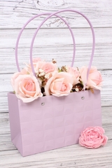 Сумка для цветов влагостойкая, Тиснение квадрат, Сиреневый, 22*13,5*10,5 см (Д*В*Ш), 1 шт.