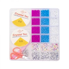 
          Набор для создания украшений-бусины и бисер Alingar, 170х190х18мм, "Бусины и буквы", 2 вид.бус.,бисер,пинцет,ножн.,2х7м леска, пластик.пенал с европод