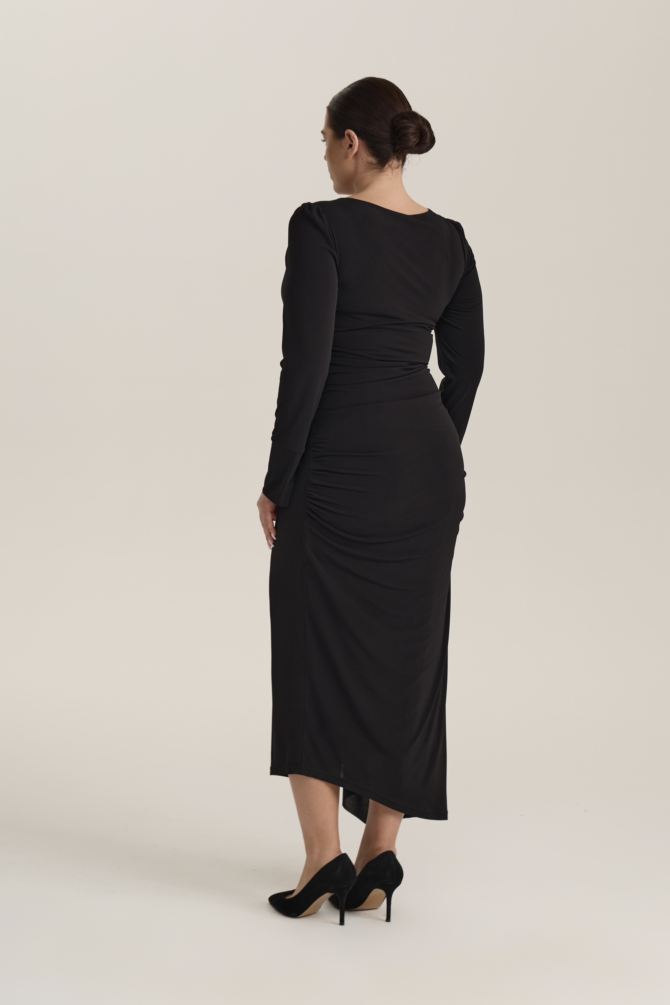 Платье трикотажное с драпировками, черный
