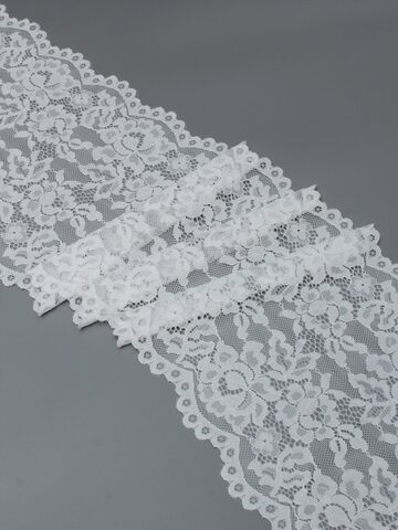 Эластичное кружево теплое белое ширина 22 см
