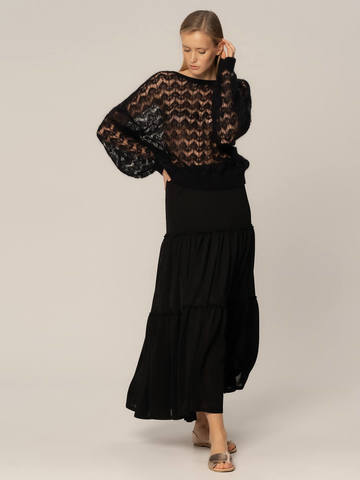 Женская юбка черного цвета из вискозы - фото 4