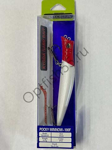 Воблер KYODA Pocky Minnow-100F 10см, 10,5гр, загл. 0м-0,2м цв:Р55