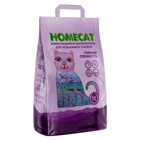Homecat горная свежесть комкующийся наполнитель для кошачьих туалетов 10 л