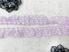 Тесьма текстиль капрон рюш, ш. 1,5 см., светло-лавандовый
