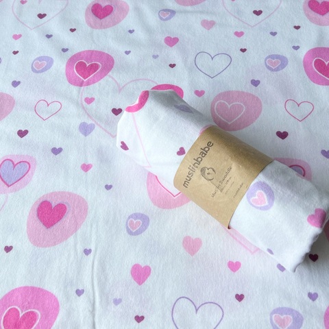Пеленка фланель "Сердечки розовый"