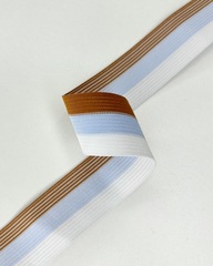 Тесьма эластичная , цвет: белый/светло -голубой/карамель, 30мм