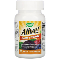 Nature's Way, Alive!, Daily Energy (Энергия на каждый день), мультивитаминный и мультиминеральный комплекс, 60 таблеток